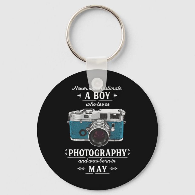 Never Underestimate A Boy Who Loves Photography Ma Keychain (Front)