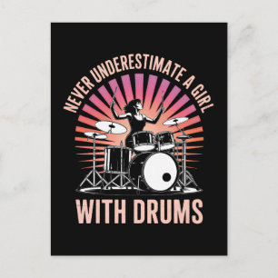 Never Underestimate a Girl Drummer Female Drums Postcard