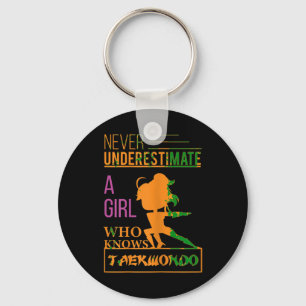 Never Underestimate A Girl Who Knows Taekwondo Tee Keychain