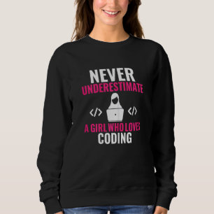 Never Underestimate A Girl Who Loves Coding Softwa Sweatshirt