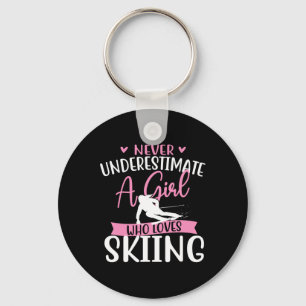 Never Underestimate A Girl Who Loves Skiing - Skie Keychain