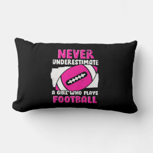 Never Underestimate A Girl Who Plays Football Lumbar Pillow