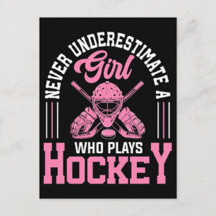Never underestimate a girl who plays hockey 2026 holiday postcard