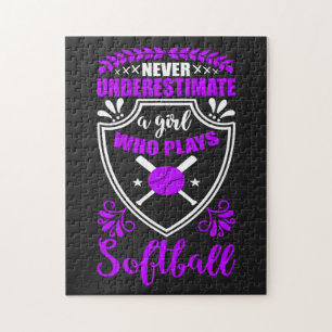 Never Underestimate A Girl Who Plays Softball  Jigsaw Puzzle