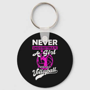 Never Underestimate A Girl Who Plays Volleyball Gi Keychain