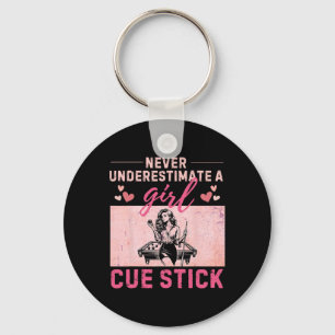 Never Underestimate A Girl With A Cue Stick Funny Keychain