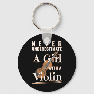 Never Underestimate a Girl with A Violin Gift Soli Keychain