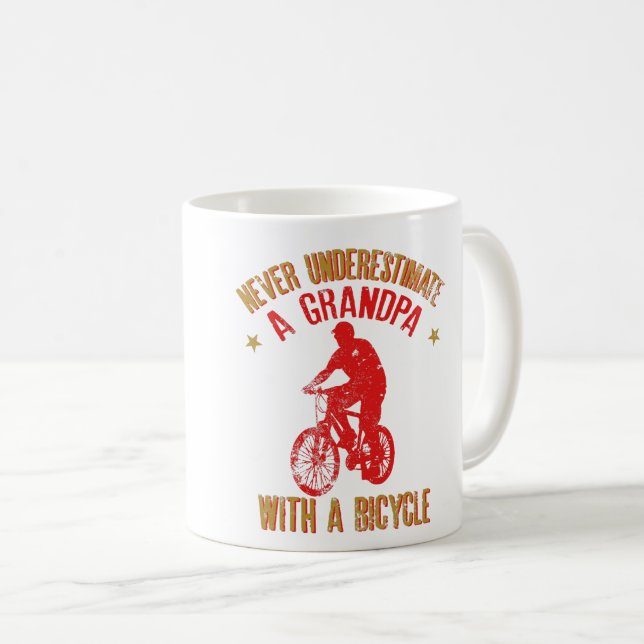 Never Underestimate A Grandpa With A Bicycle Cool Coffee Mug (Front Right)