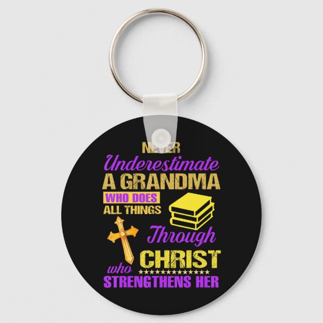 Never Underestimate A Grandpa With An RV Never Und Keychain (Front)