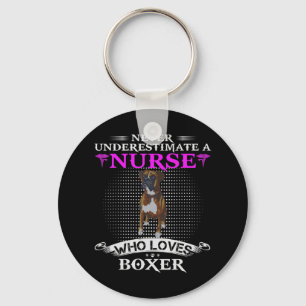 Never Underestimate A Nurse Who Loves Boxer Funny  Keychain