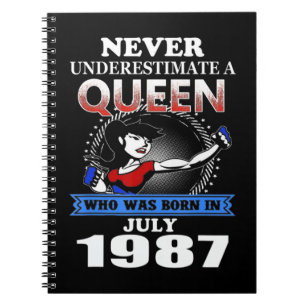 NEVER UNDERESTIMATE A Queen Born in july 1987 NEVE Notebook