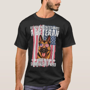 Never Underestimate A Veteran With German Shepherd T-Shirt