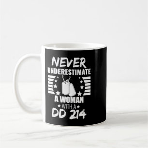 Never Underestimate a Woman DD 214 Veteran's Coffee Mug