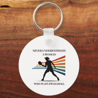 Never underestimate a woman who play pickleball keychain