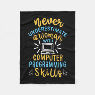 Never Underestimate A Woman With A Computer Fleece Blanket