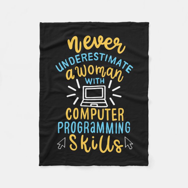 Never Underestimate A Woman With A Computer Fleece Blanket (Front)