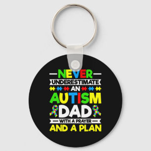 Never Underestimate An Autism Dad - Autism Awarene Keychain