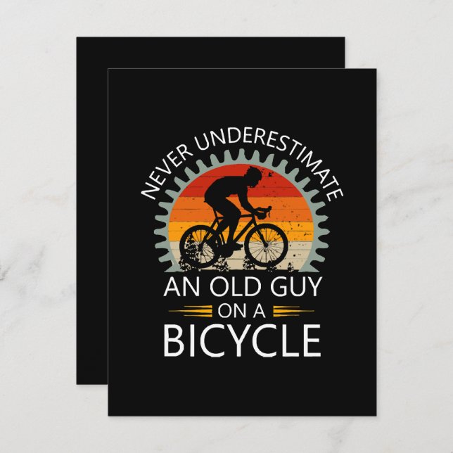  Never Underestimate An Old Guy On A Bicycle Enclosure Card (Front/Back)