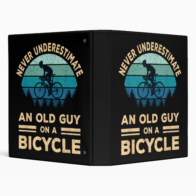 Never Underestimate An Old Guy On A Bicycle Funny  Binder (Background)