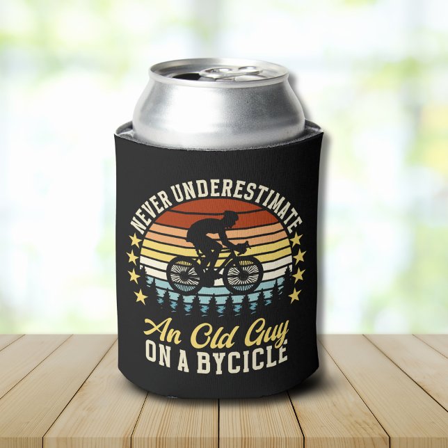 Never Underestimate an old guy on a Bicycle Funny Can Cooler (Creator Uploaded)