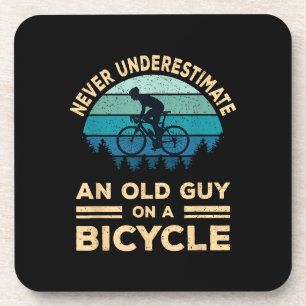 Never Underestimate An Old Guy On A Bicycle Funny  Coaster