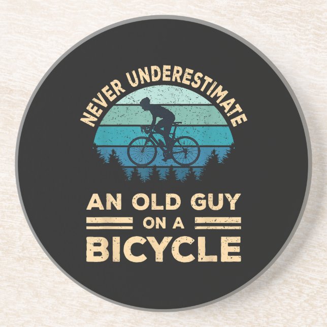 Never Underestimate An Old Guy On A Bicycle Funny  Coaster (Front)