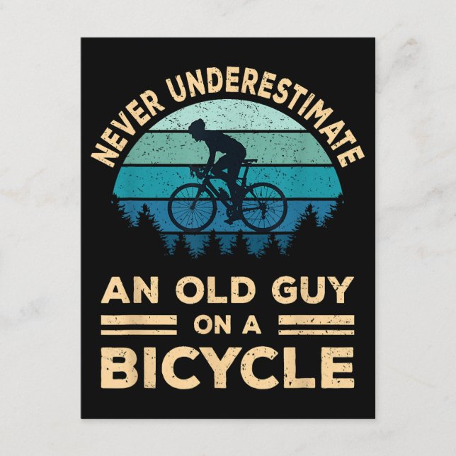 Never Underestimate An Old Guy On A Bicycle Funny  Enclosure Card (Front)