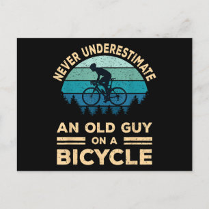 Never Underestimate An Old Guy On A Bicycle Funny  Holiday Postcard