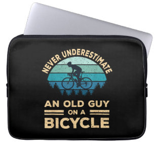 Never Underestimate An Old Guy On A Bicycle Funny  Laptop Sleeve