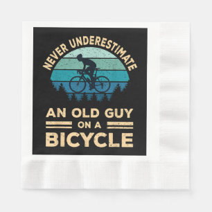 Never Underestimate An Old Guy On A Bicycle Funny  Napkin
