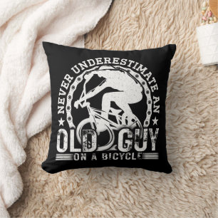 Never Underestimate An Old Guy On A Bicycle Funny  Throw Pillow