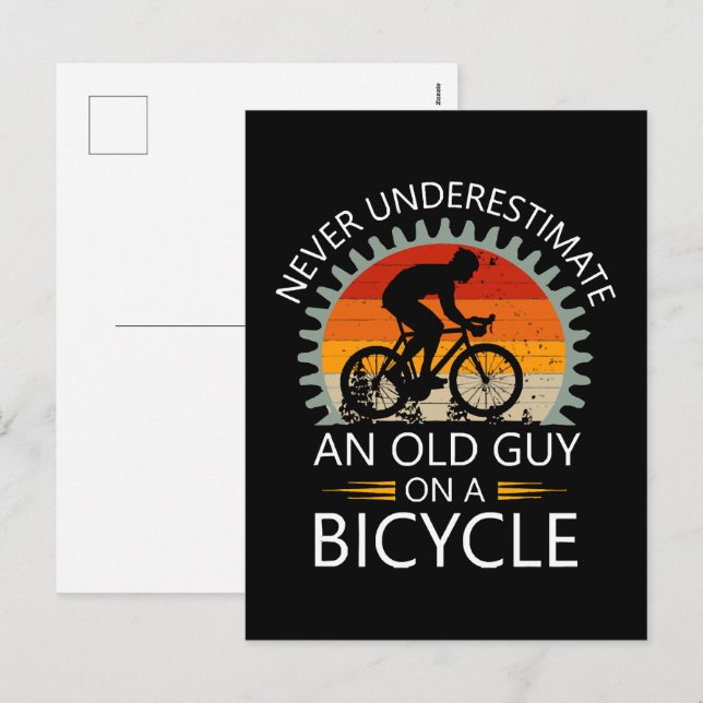  Never Underestimate An Old Guy On A Bicycle Holiday Postcard (Front/Back)
