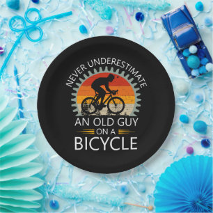 Never Underestimate An Old Guy On A Bicycle Paper Plate