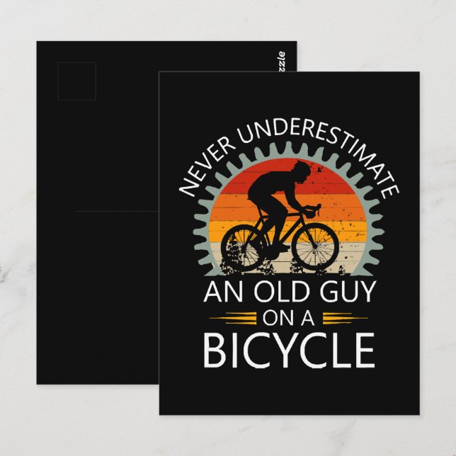  Never Underestimate An Old Guy On A Bicycle Postcard (Front/Back)