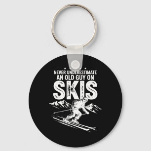Never Underestimate An Old Guy On Skis Extreme Spo Keychain