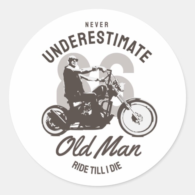 Never Underestimate an Old Man Classic Round Sticker (Front)