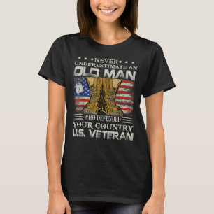 Never Underestimate An Old Man Defended Your Count T-Shirt