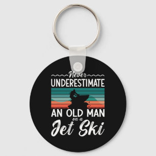 Never Underestimate An Old Man Jet Ski Jet Skiing Keychain