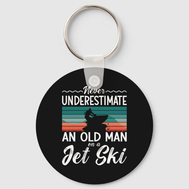 Never Underestimate An Old Man Jet Ski Jet Skiing  Keychain (Front)
