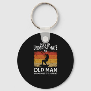 Never Underestimate An Old Man Love Kitesurfing Keychain