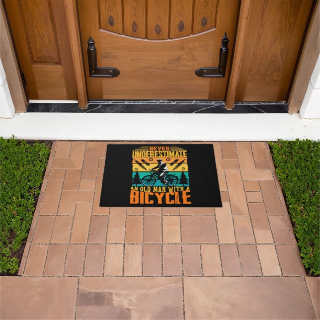 Never Underestimate An Old Man On A Bike Doormat (Outdoor)