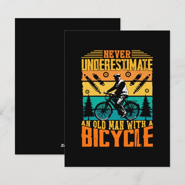 Never Underestimate An Old Man On A Bike Holiday Card (Front/Back)