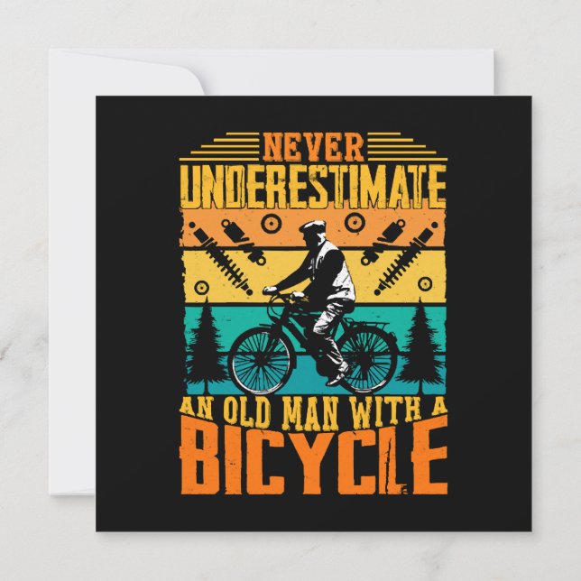 Never Underestimate An Old Man On A Bike Invitation (Back)