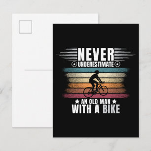 Never Underestimate An Old Man On A Bike Invitation Postcard
