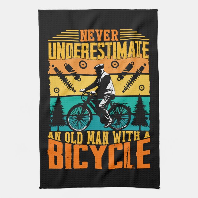 Never Underestimate An Old Man On A Bike Kitchen Towel (Vertical)