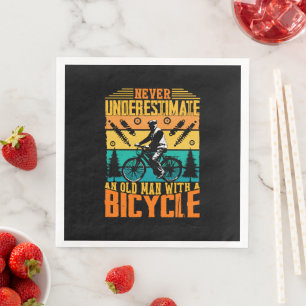 Never Underestimate An Old Man On A Bike Napkin