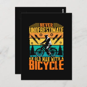 Never Underestimate An Old Man On A Bike Postcard