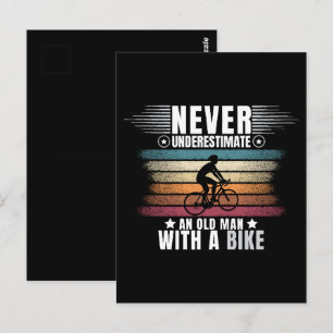 Never Underestimate An Old Man On A Bike Postcard