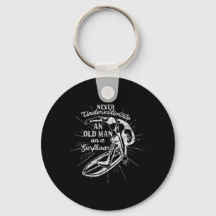 Never Underestimate An Old Man On A Surfboard-funn Keychain