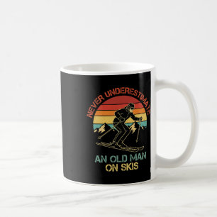 Never Underestimate An Old Man On Skis Funny Skiin Coffee Mug